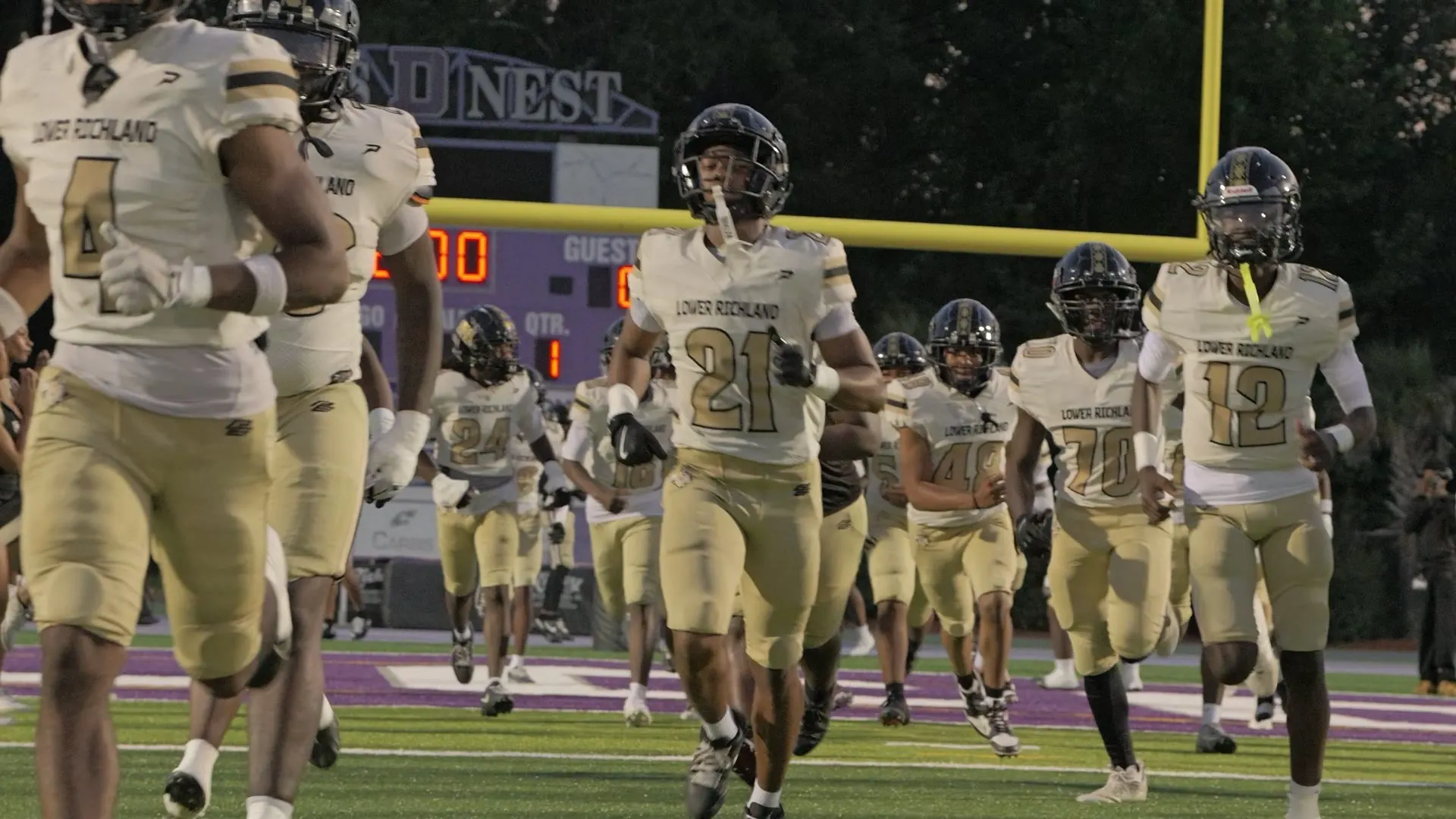 Lower Richland running out onto the field at Darlington